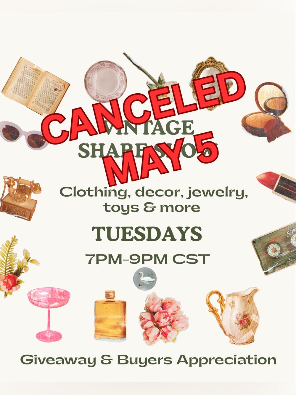 VINTAGE + SHARE LIVE TUES 7-9PM CST